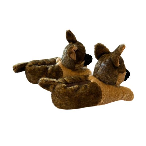 Everberry German Shepherd Furry Dog Slip On House House Slippers Women’s SZ 7-9 - Picture 2 of 10